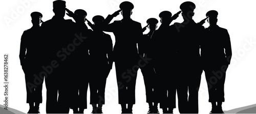 Military personnel saluting in formation, unity, strength, loyalty,  military tribute, soldier respect, armed forces, ceremonial salute, military tradition, disciplined troops, service dedication