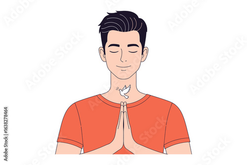 Serene Meditation: A male, bathed in a tranquil atmosphere, finds inner peace as he meditates, symbolizing balance and wellness.