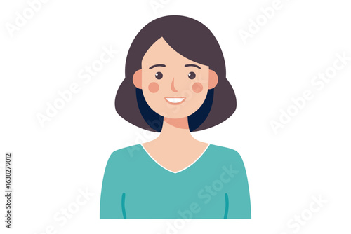 Smiling Woman Portrait: A simplified vector illustration presents a cheerful woman, radiating positivity and approachability.