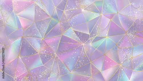 Abstract pastel geometric background with iridescent shimmer and subtle glitter