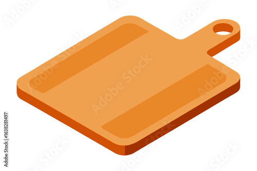 Wooden Cutting Board: A clean and modern wooden cutting board, ideal for various culinary preparations. Its smooth surface and ergonomic design make it a functional yet stylish kitchen essential.