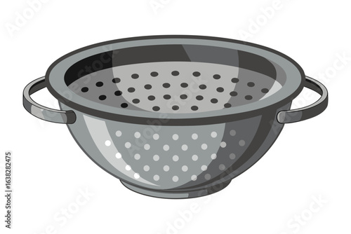 Culinary Strainer: A metallic strainer, crafted with precision and functionality, awaits its next culinary task, its perforated surface ready to separate and refine.