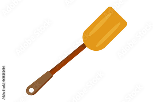 Kitchen Spatula: The vibrant spatula, with its warm colors, sits alone. A simple yet indispensable tool for culinary endeavors. 