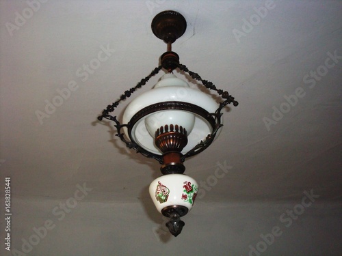 old street lamp, chandelier on the ceiling, chandelier in the hotel