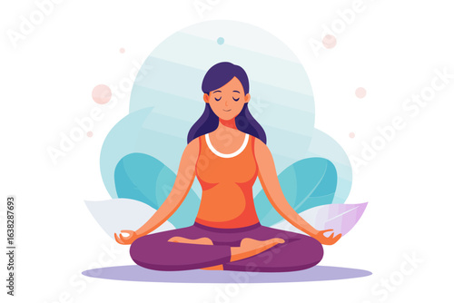 Wallpaper Mural Serene Mindfulness: A woman finds inner peace through yoga and meditation, embracing tranquility in a mindful practice.  Torontodigital.ca