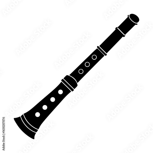 Musical instrument clarinet woodwind wind instrument vector art silhouette