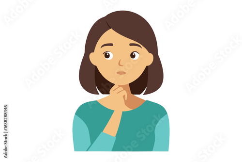 Pensive Contemplation: Portrait of a woman deep in thought, her expression conveying introspection and the weight of a thoughtful mind.