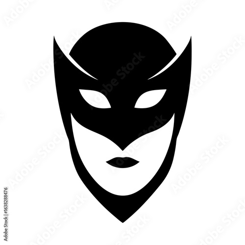 Superheroine face mask costume party hero woman vector graphic silhouette