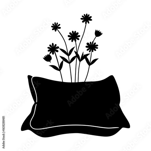 Floral pillow graphic flower arrangement home decor illustration silhouette