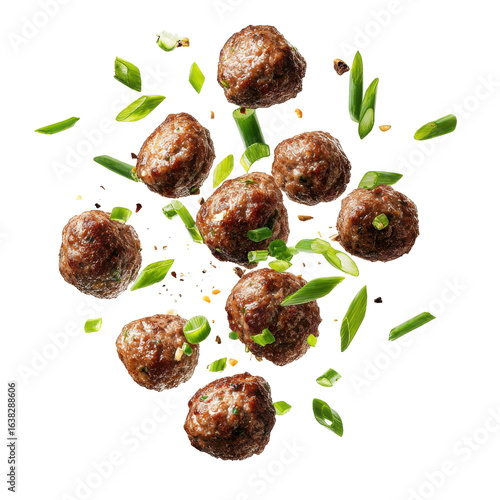 Delicious Homemade Meatballs with Fresh Herbs Perfect for Any Meal on transparent background