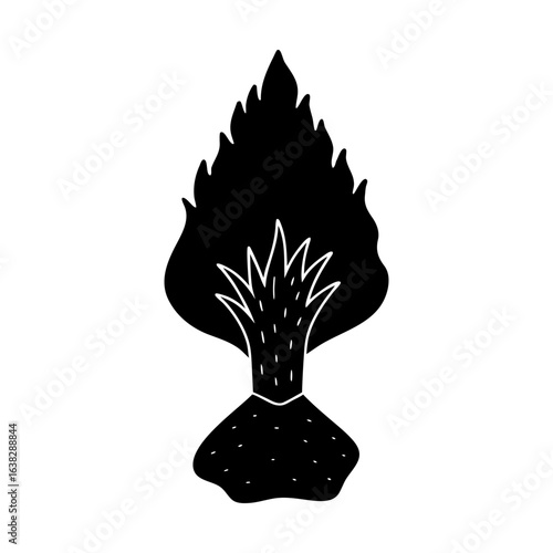 Volcano eruption lava magma nature geology volcanic mountain icon silhouette