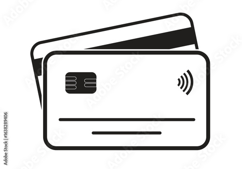 credit and debit card icon, contactless payment symbol