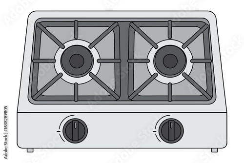 Kitchen Stove: A modern kitchen stove, featuring two burners and control knobs. It is perfect for culinary endeavors