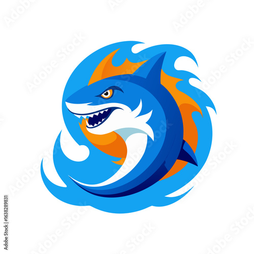 Blue shark cartoon vector