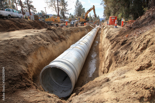 Wallpaper Mural A large pipe is being dug up in the dirt Torontodigital.ca