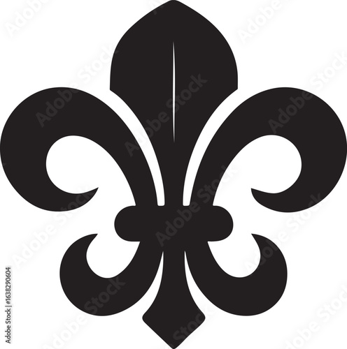 Minimal black vector icon of fleur de lis, black fleur de lis in clean line style, fleur de lis symbol for design, fleur de lis vector, editable fleur de lis illustration, minimal fleur de lis design