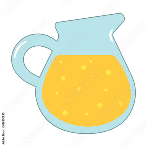 Pitcher of Orange Juice Vector Illustration. Bright and cheerful vector illustration of a blue glass pitcher filled with refreshing orange juice.