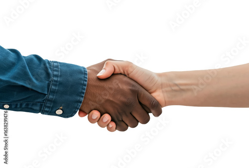 shaking hand on white isolated background.