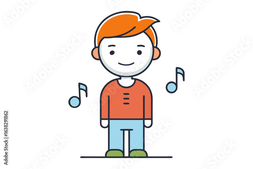 Harmony in Illustration: A cheerful illustration of a person surrounded by musical notes, reflecting a sense of musicality. 