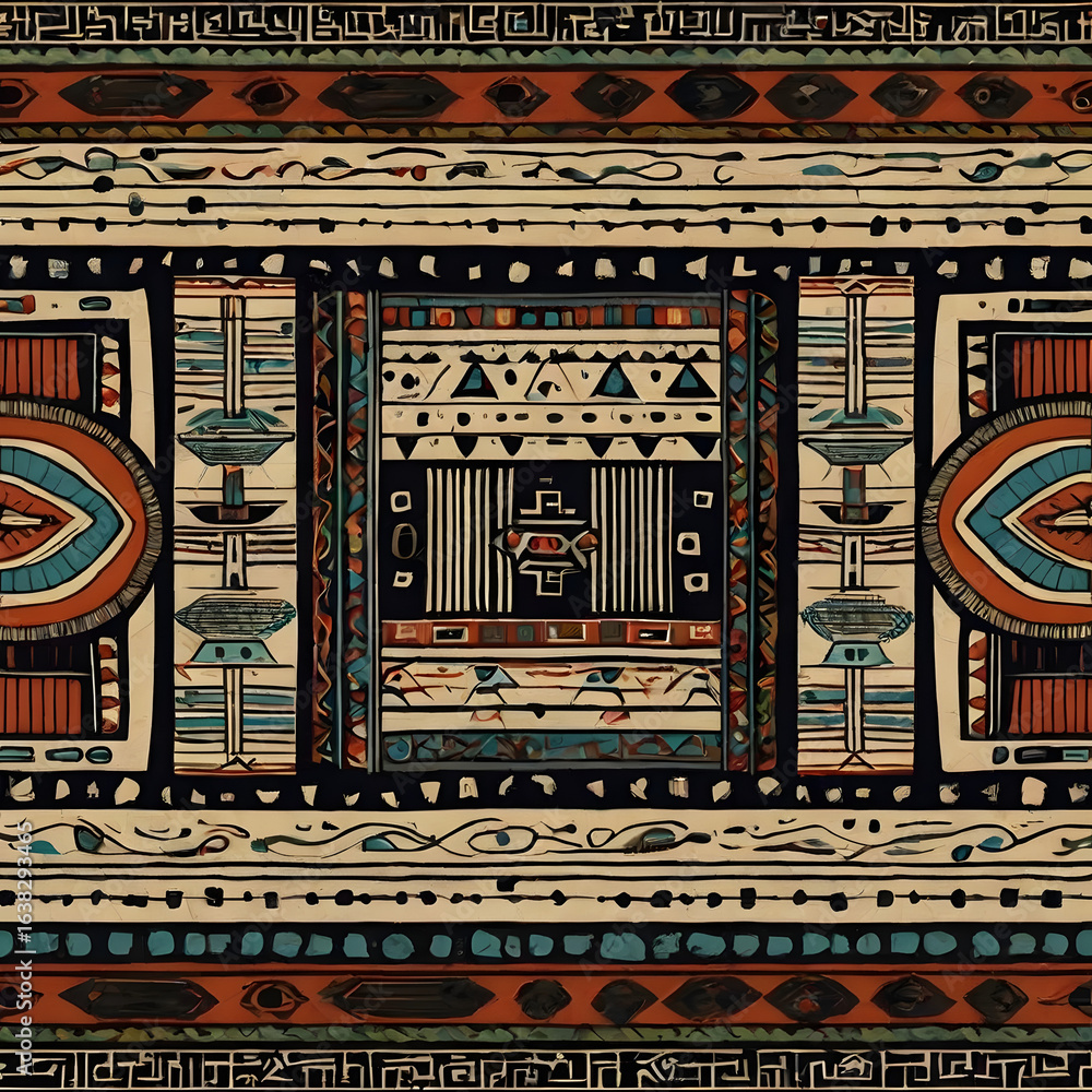 Obraz premium Intricate Geometric Tribal Carpet Design