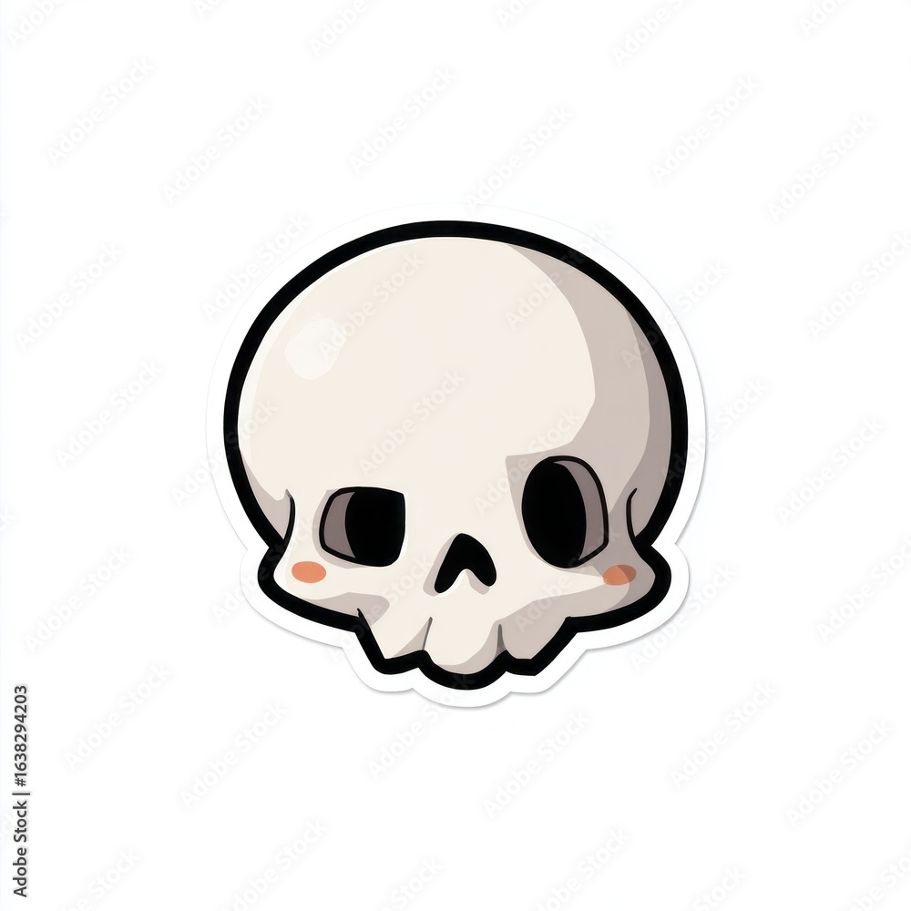 Cartoon skull sticker design on a white background for creative projects and decorations Cartoon skull sticker design on a white background for creative projects and decorations