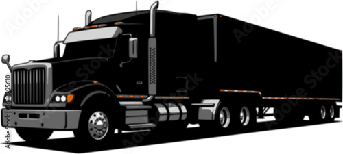 Heavy Hauler: A striking black semi-truck, rendered in a bold and artistic illustration, representing power, precision, and the vital role of transportation.