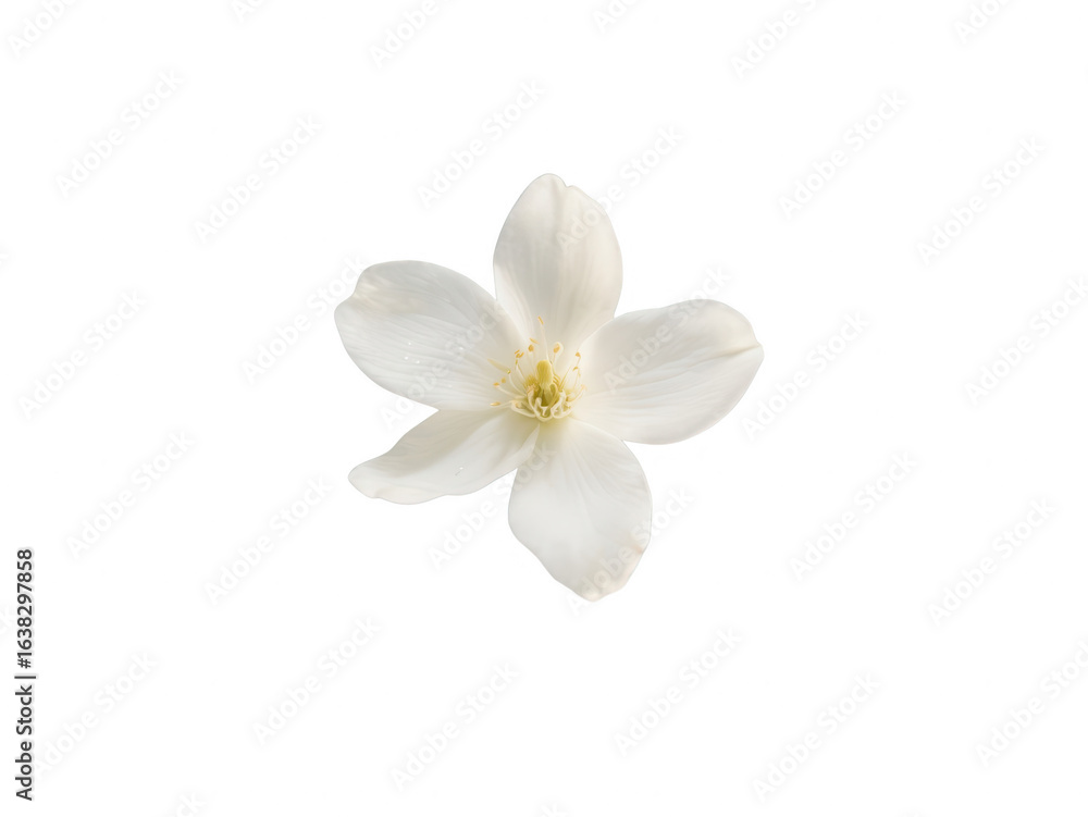 Fototapeta premium Single White Flower Blossom Isolated on White Background