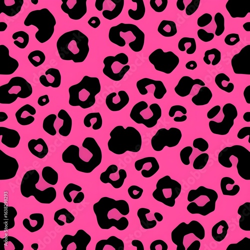 핑크 블랙 레오파드 도트 점박이 땡땡이 폴카 키치 패턴Pink black leopard dot dot polka kitsch pattern