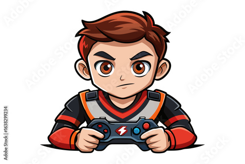 Gaming Icon: A stylized illustration captures a determined gamer, intently focused on a controller, ready to conquer the virtual realm.