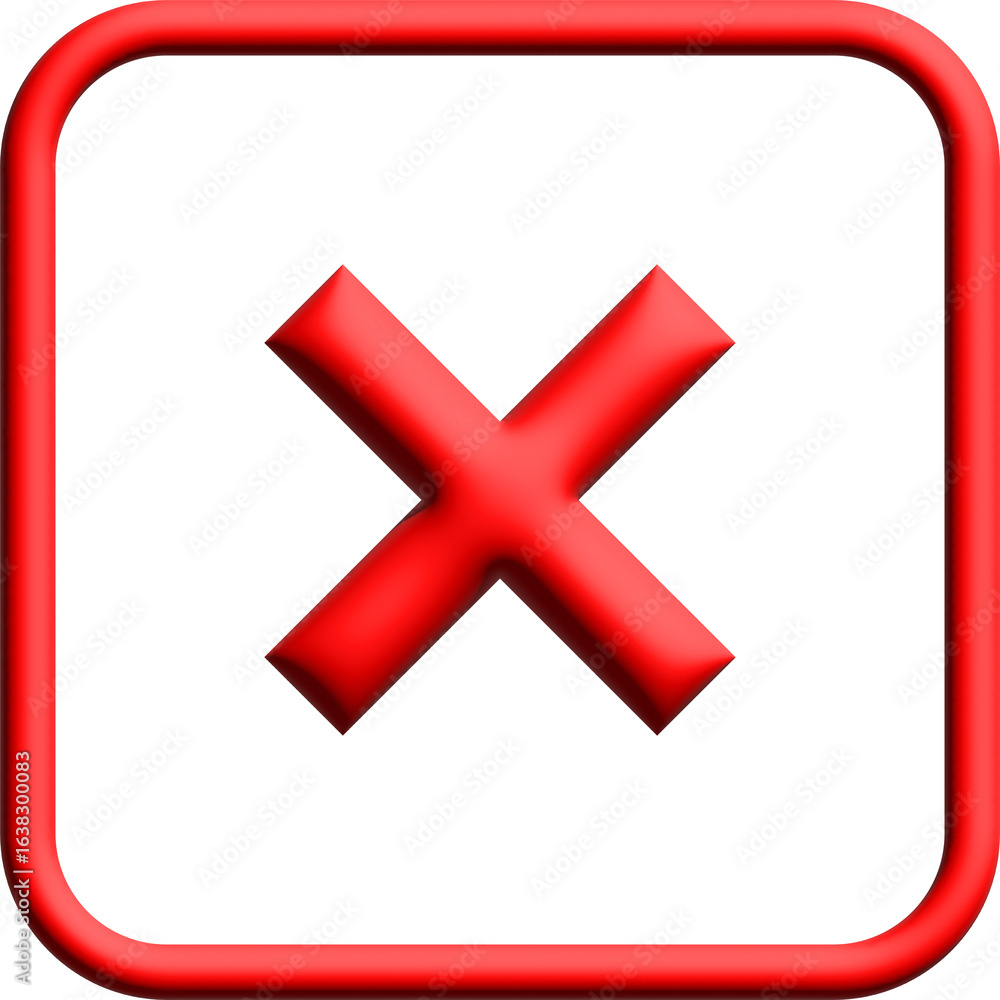 Obraz premium 3d Red cross check mark rejection and no voting symbol Victore [Converted]