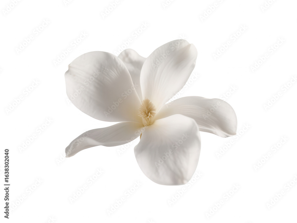 Fototapeta premium Single White Magnolia Blossom - Elegant Floral Detail