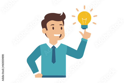 Bright Idea: A creative and motivated figure envisions a lightbulb, embodying the moment of inspiration and the spark of ingenuity.