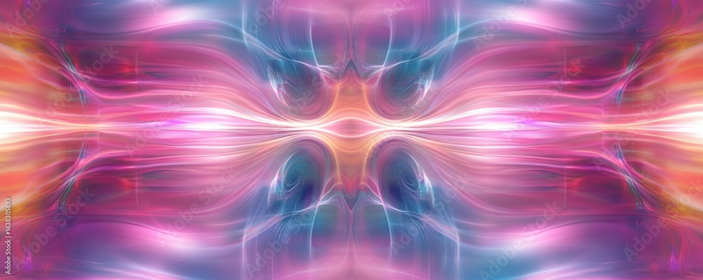 Obraz premium Symmetrical flowing abstract design with vibrant colors and artistic composition