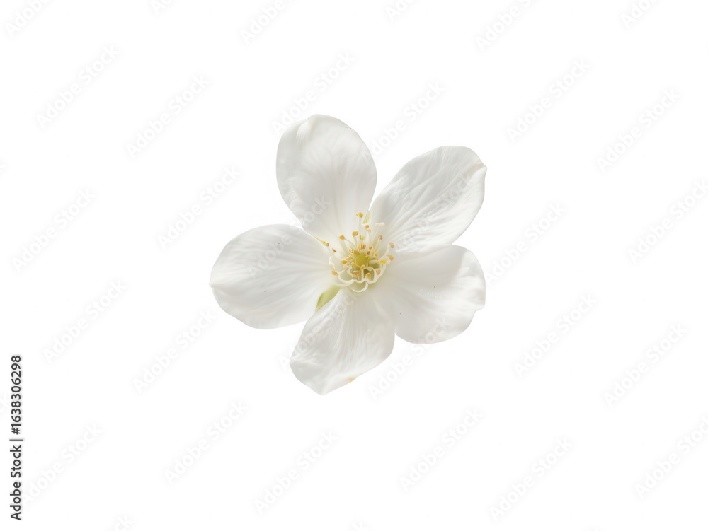 Obraz premium Isolated Delicate White Flower Blossom on White Background, Studio Shot