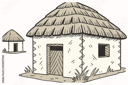 house with straw roof