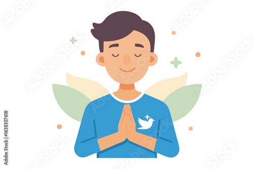 Inner Peace Meditation: An illustration of a serene individual, embodying mindfulness, focus, and spiritual enlightenment.