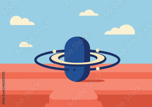 Giant Microphone Planet Vector Illustration of Protest and Activism