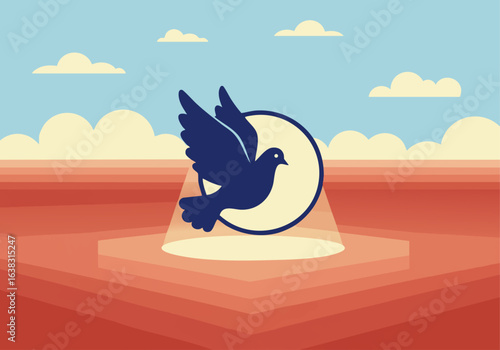 Peace Dove in Spotlight Vector Symbol of Activism and Hope