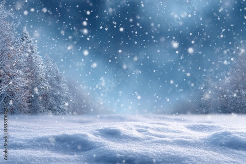 Wallpaper Mural Enchanting winter wonderland scene with falling snow and frosted trees creating a magical atmosphere Torontodigital.ca