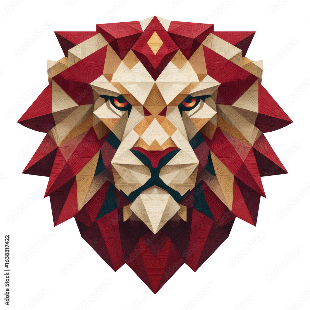 Obraz premium Detailed Geometric Lion Face Design on Transparent Background