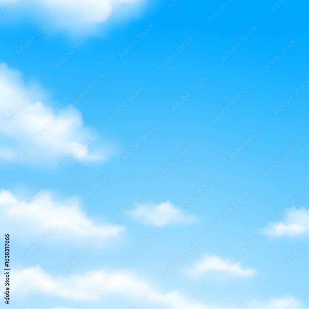 Fototapeta premium A serene and peaceful blue sky with soft, fluffy white clouds. A beautiful natural background illustration.