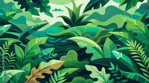 abstract green background with leaves