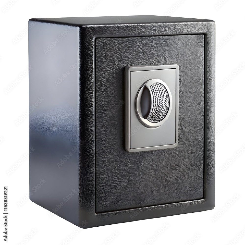 Black safe with metallic dial isolated on a transparent background Black safe with metallic dial isolated on a transparent background