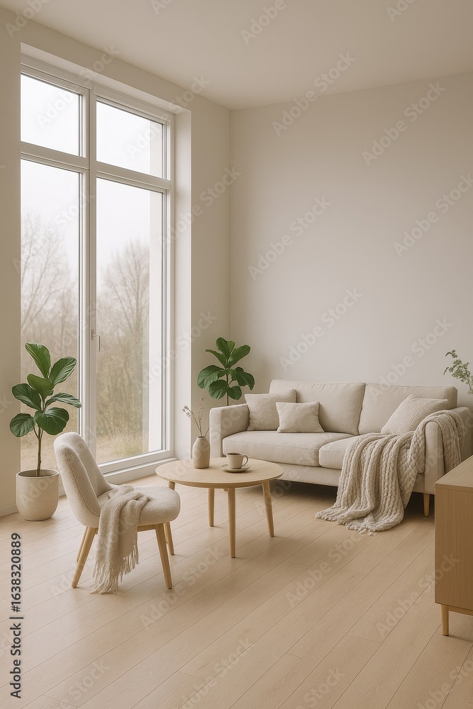 Fototapeta premium Minimalist Scandinavian Living Room