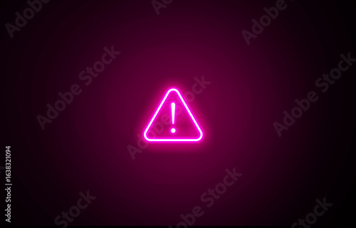 Foto Neon pink color Warning caution sign
