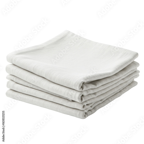 Stacked white cloths against black background showing plain texture simple white home product display