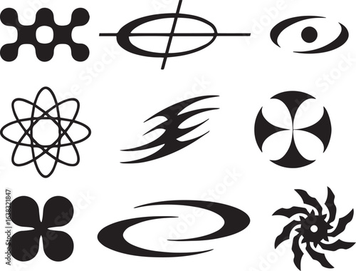 Y2K Icon Packs. Geometric Shapes Collection Abstract Icons and Symbols