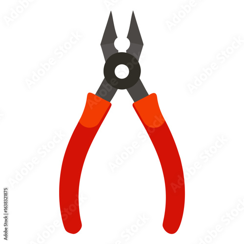 Red handled wire cutters tool illustration