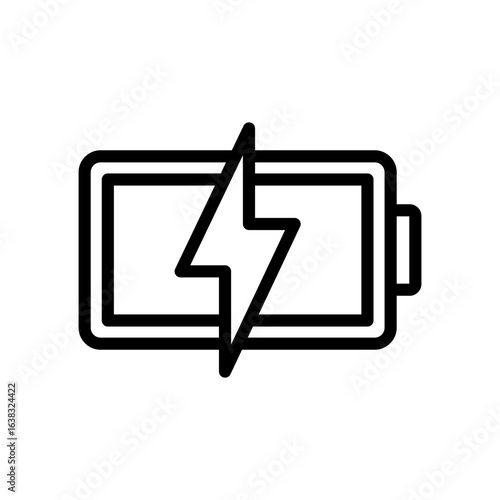 Battery Charging Icon Vector Illustration Line Version        