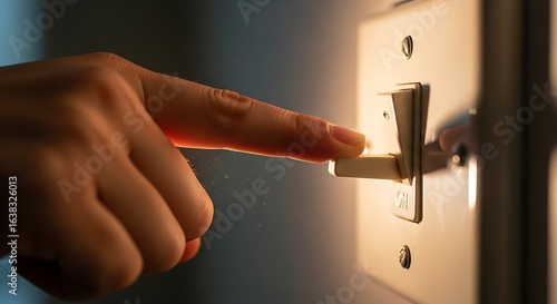 A Hand Bathed in Warm Light Reaches from Darkness to Flip a Switch.